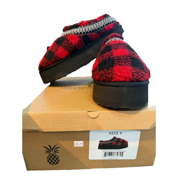 Simply Southern Women's Platform Slippers in Red OR Grey Plaid NIB VARIOUS SIZES - Picture 4 of 5